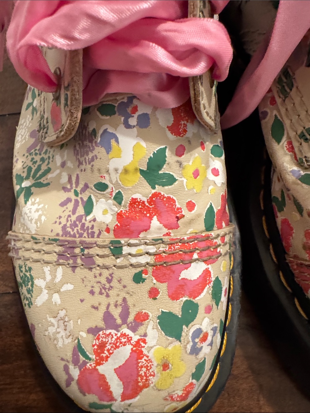 Dr. Martens Sinclair Floral Combat Boots with Pink Laces Anthropologie - Picture 5 of 16